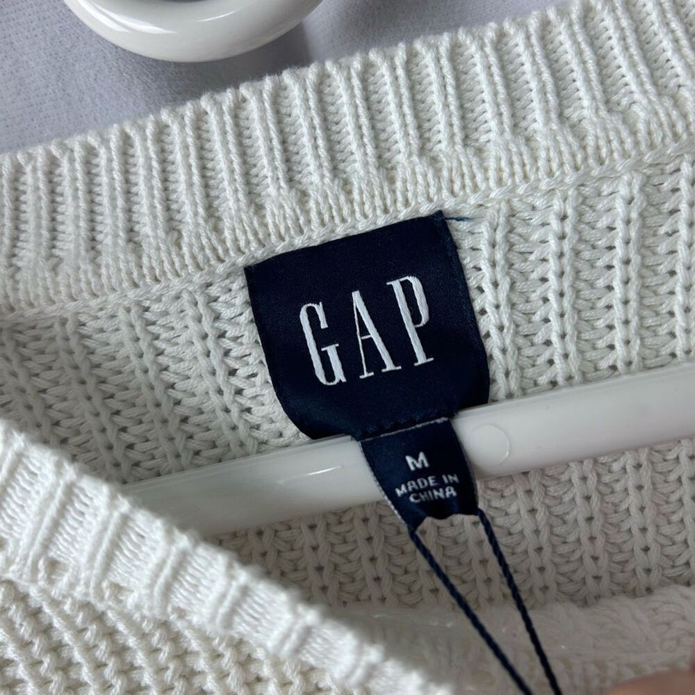 New Gap size M cotton striped chunky knit nautical sweater quiet luxury preppy - Picture 4 of 5